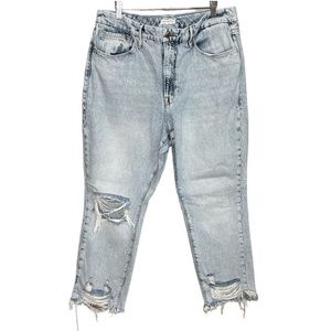 Good American good classic distressed light wash high waisted jeans size 15 jr